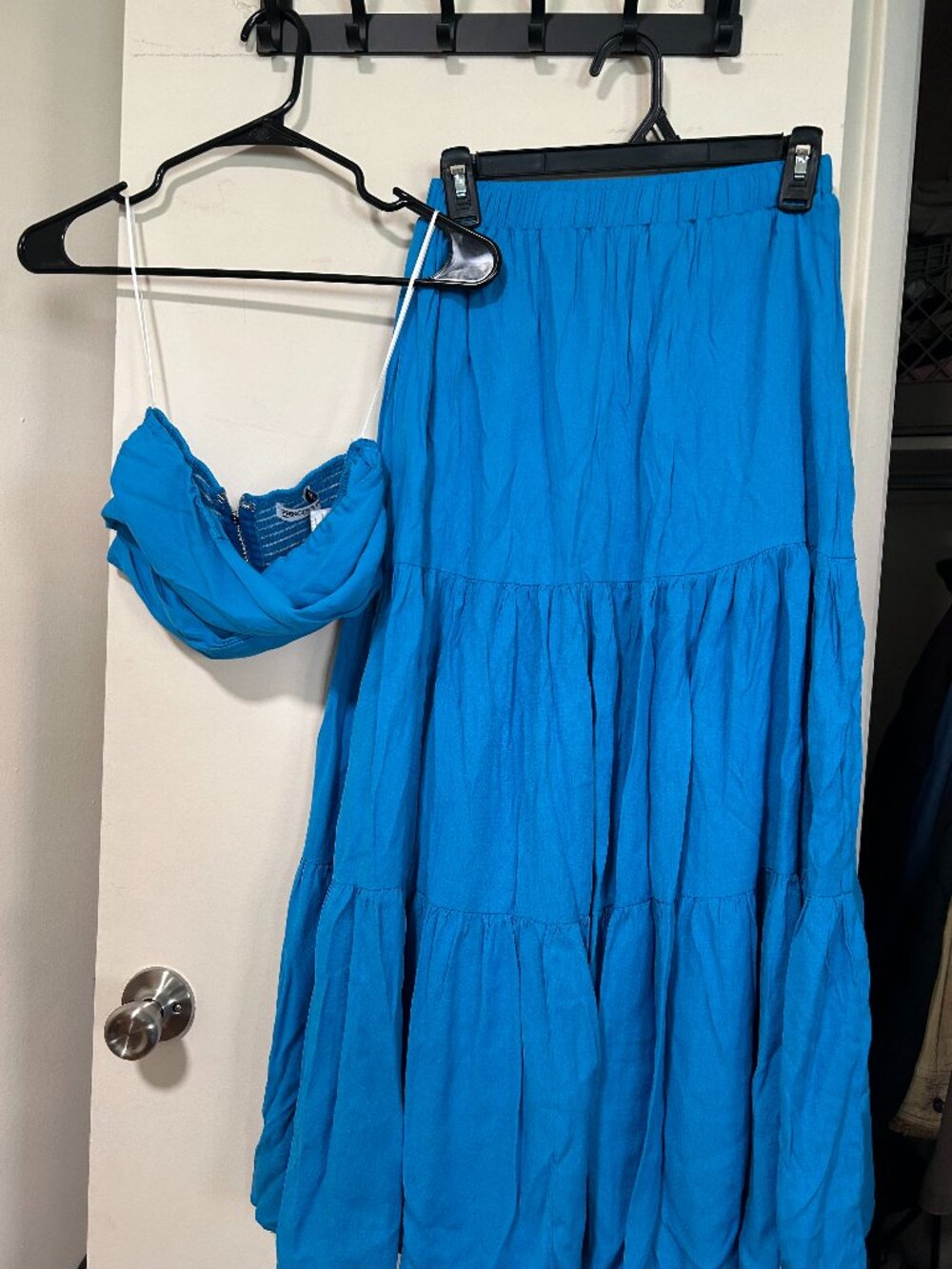Princess Polly -- blue maxi skirt/ tube top matching set